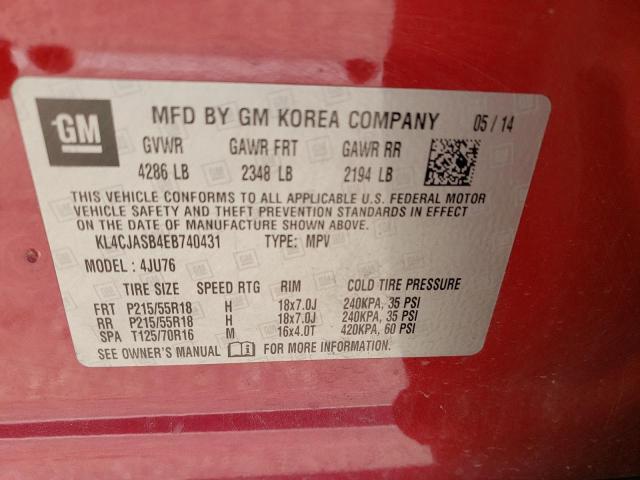 Photo 10 from auction – 2014 BUICK ENCORE with VIN KL4CJASB4EB740431