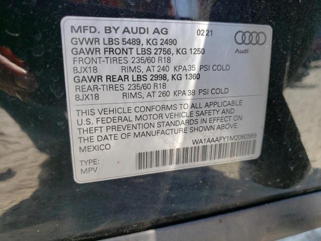 Photo 10 from auction – 2021 AUDI Q5 PREMIUM with VIN WA1AAAFY1M2060569