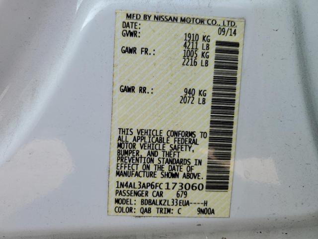 Photo 10 from auction – 2015 NISSAN ALTIMA 2.5 with VIN 1N4AL3AP6FC173060