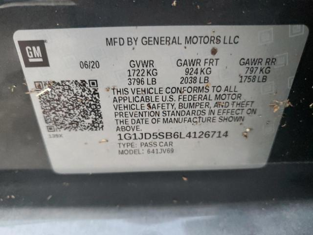 Photo 10 from auction – 2020 CHEVROLET SONIC LS with VIN 1G1JD5SB6L4126714
