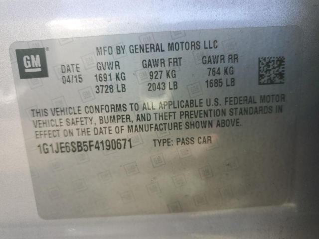 Photo 10 from auction – 2015 CHEVROLET SONIC LTZ with VIN 1G1JE6SB5F4190671