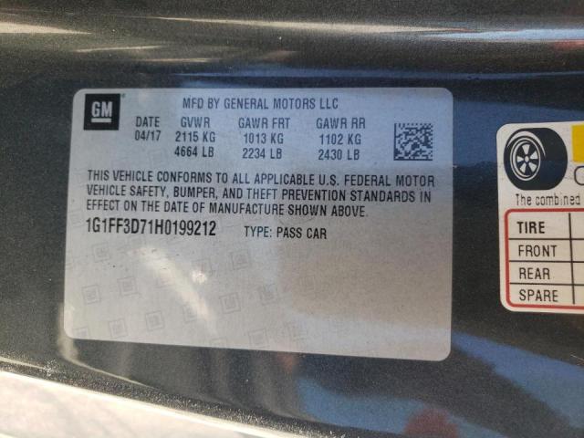 Photo 10 from auction – 2017 CHEVROLET CAMARO SS with VIN 1G1FF3D71H0199212