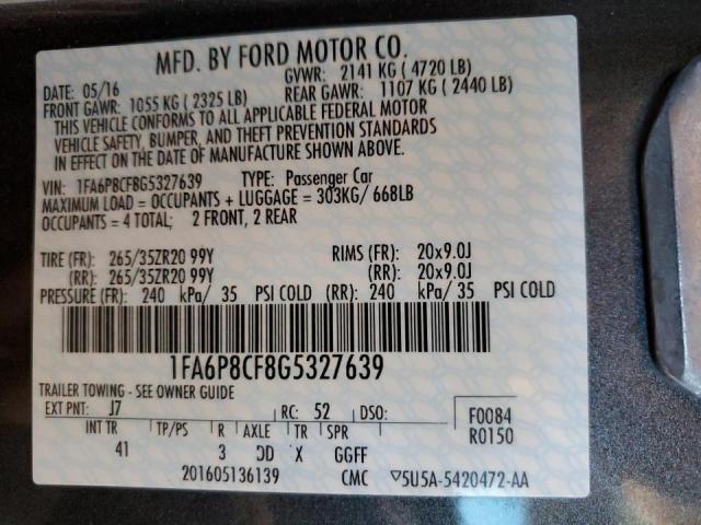 Photo 10 from auction – 2016 FORD MUSTANG GT with VIN 1FA6P8CF8G5327639
