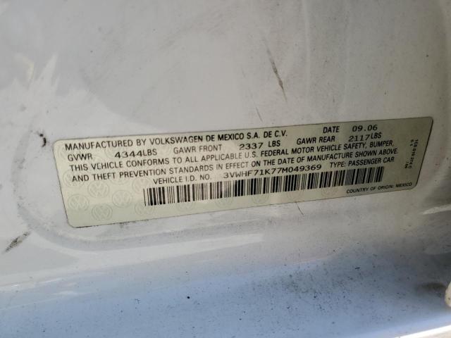 Photo 10 from auction – 2007 VOLKSWAGEN JETTA 2.5 with VIN 3VWHF71K77M049369