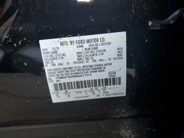 Photo 10 from auction – 2022 FORD EXPLORER X with VIN 1FMSK7DH8NGA17313