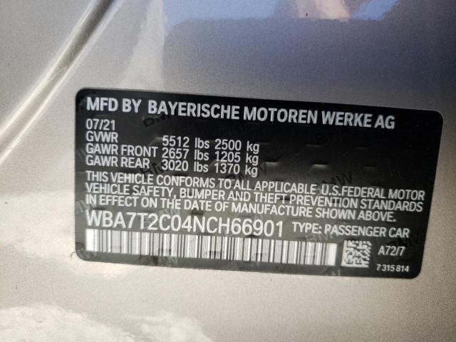 Photo 10 from auction – 2022 BMW 740 I with VIN WBA7T2C04NCH66901