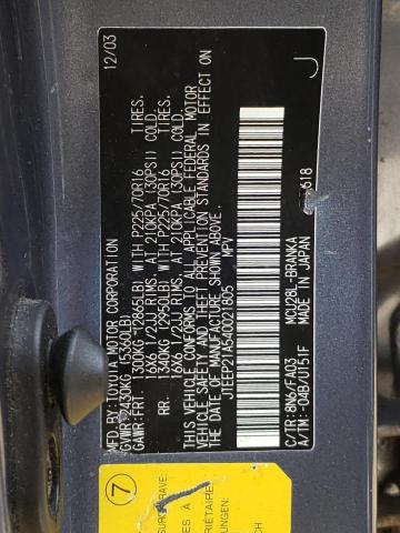 Photo 10 from auction – 2004 TOYOTA HIGHLANDER with VIN JTEEP21A540021805