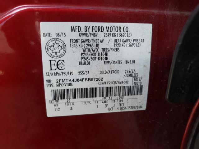 Photo 10 from auction – 2015 FORD EDGE SEL with VIN 2FMTK4J84FBB57262