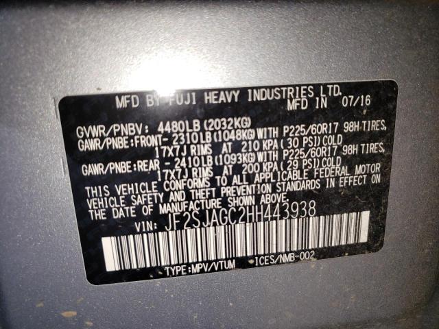 Photo 10 from auction – 2017 SUBARU FORESTER 2 with VIN JF2SJAGC2HH443938