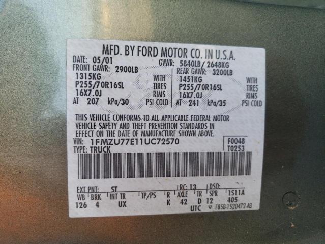 Photo 10 from auction – 2001 FORD EXPLORER S with VIN 1FMZU77E11UC72570