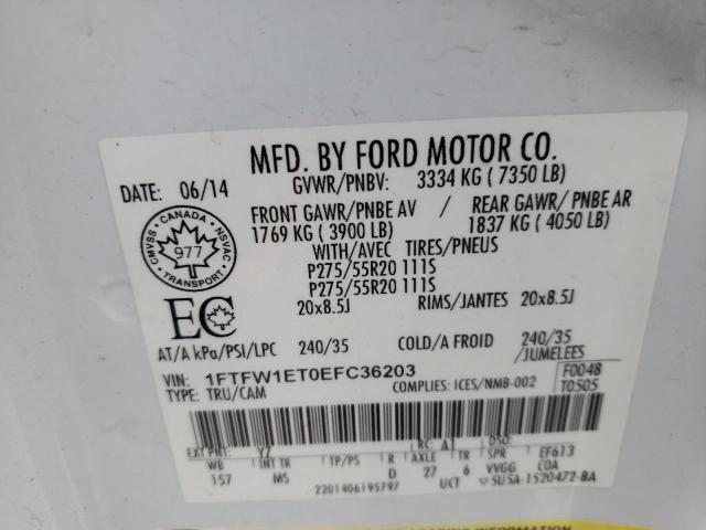 Photo 10 from auction – 2014 FORD F150 SUPER with VIN 1FTFW1ET0EFC36203