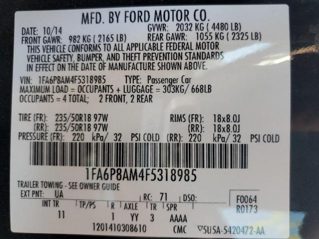 Photo 10 from auction – 2015 FORD MUSTANG with VIN 1FA6P8AM4F5318985