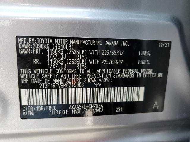 Photo 10 from auction – 2021 TOYOTA RAV4 LE with VIN 2T3F1RFV8MC245906