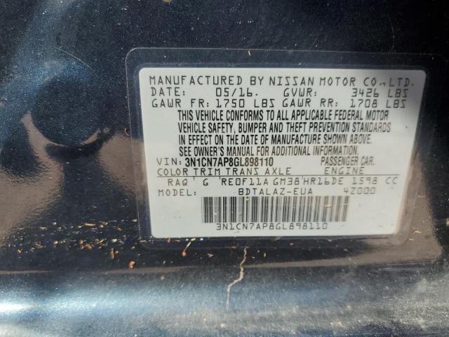 Photo 10 from auction – 2016 NISSAN VERSA S with VIN 3N1CN7AP8GL898110