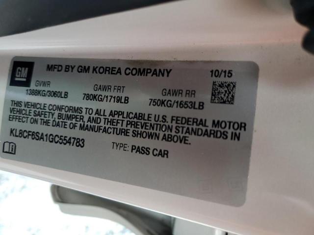 Photo 10 from auction – 2016 CHEVROLET SPARK 2LT with VIN KL8CF6SA1GC554783