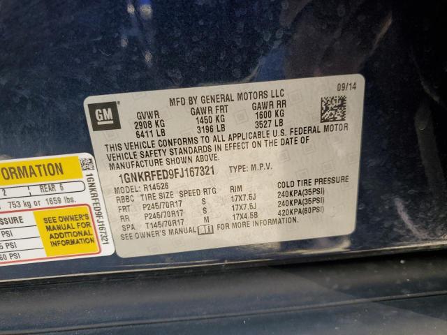 Photo 10 from auction – 2015 CHEVROLET TRAVERSE L with VIN 1GNKRFED9FJ167321