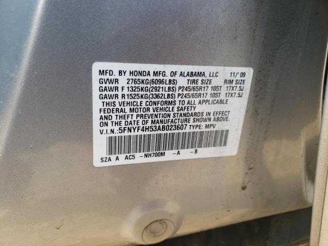 Photo 10 from auction – 2010 HONDA PILOT EXL with VIN 5FNYF4H53AB023607