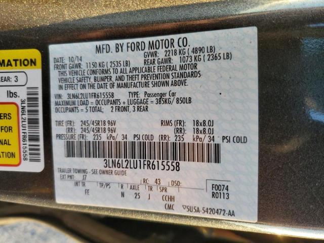 Photo 10 from auction – 2015 LINCOLN MKZ HYBRID with VIN 3LN6L2LU1FR615558