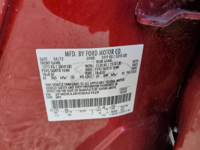 Photo 10 from auction – 2013 FORD EDGE SEL with VIN 2FMDK3J91DBA21529