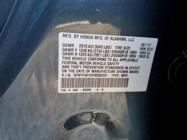 Photo 10 from auction – 2017 HONDA PILOT LX with VIN 5FNYF5H1XHB008261