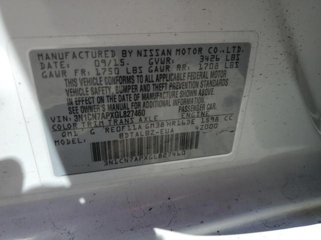 Photo 10 from auction – 2016 NISSAN VERSA S with VIN 3N1CN7APXGL827460