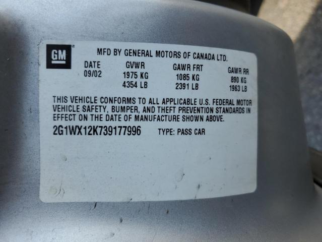Photo 10 from auction – 2003 CHEVROLET MONTE CARL with VIN 2G1WX12K739177996