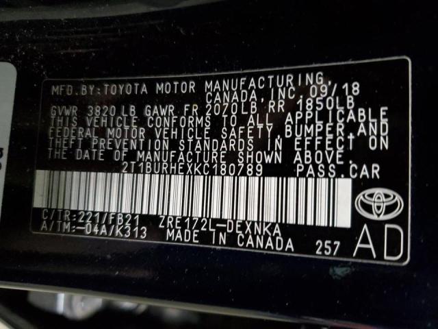 Photo 10 from auction – 2019 TOYOTA COROLLA L with VIN 2T1BURHEXKC180789