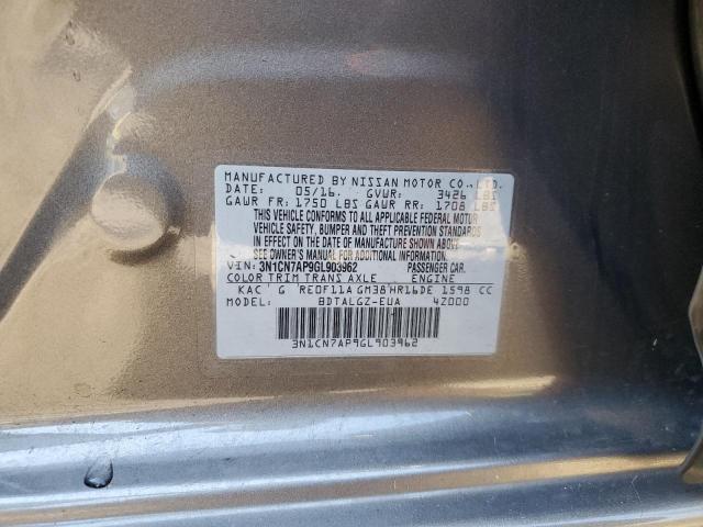 Photo 10 from auction – 2016 NISSAN VERSA S with VIN 3N1CN7AP9GL903962
