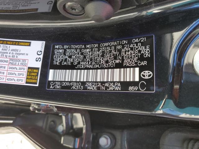 Photo 10 from auction – 2021 TOYOTA COROLLA LE with VIN JTDEPMAE6MJ183701