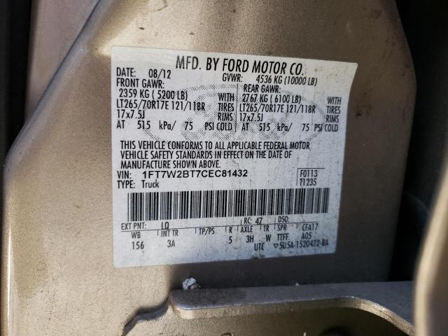 Photo 10 from auction – 2012 FORD F250 SUPER with VIN 1FT7W2BT7CEC81432