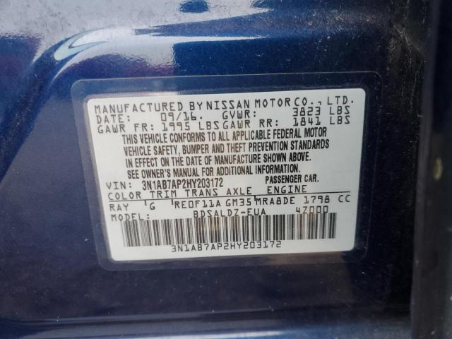 Photo 10 from auction – 2017 NISSAN SENTRA S with VIN 3N1AB7AP2HY203172