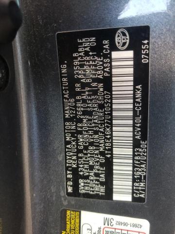 Photo 10 from auction – 2007 TOYOTA CAMRY CE with VIN 4T1BE46K77U105207