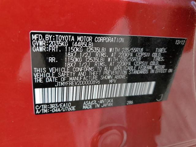 Photo 10 from auction – 2013 TOYOTA RAV4 LIMIT with VIN JTMYFREV2DD000896