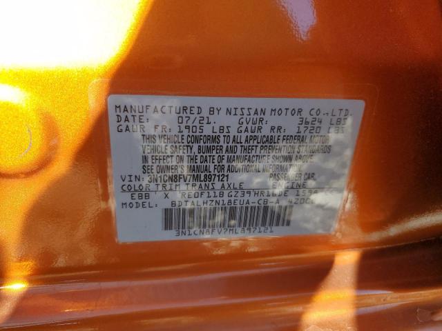 Photo 10 from auction – 2021 NISSAN VERSA SR with VIN 3N1CN8FV7ML897121