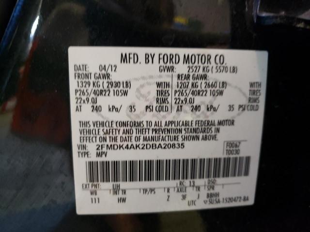 Photo 10 from auction – 2013 FORD EDGE SPORT with VIN 2FMDK4AK2DBA20835