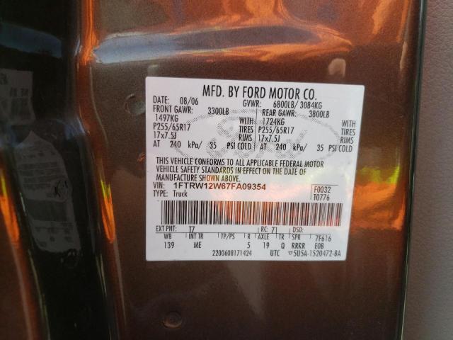 Photo 10 from auction – 2007 FORD F150 SUPER with VIN 1FTRW12W67FA09354
