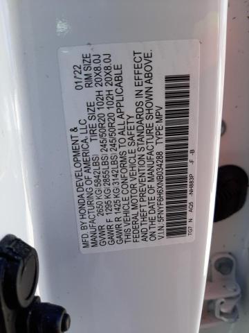 Photo 10 from auction – 2022 HONDA PILOT TOUR with VIN 5FNYF6H6XNB034288
