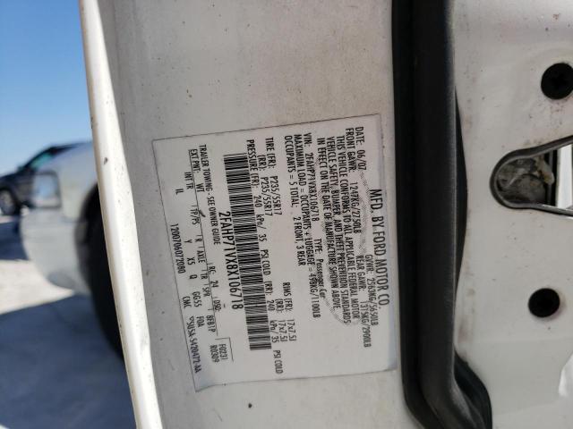 Photo 10 from auction – 2008 FORD CROWN VICT with VIN 2FAHP71VX8X106718