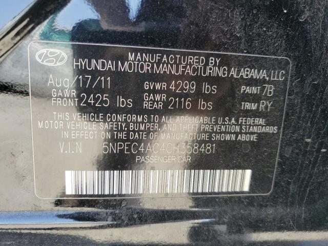 Photo 10 from auction – 2012 HYUNDAI SONATA SE with VIN 5NPEC4AC4CH358481