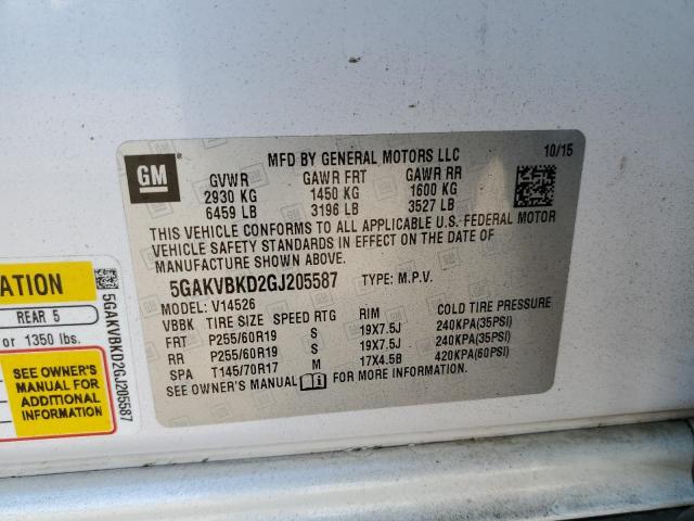 Photo 10 from auction – 2016 BUICK ENCLAVE with VIN 5GAKVBKD2GJ205587