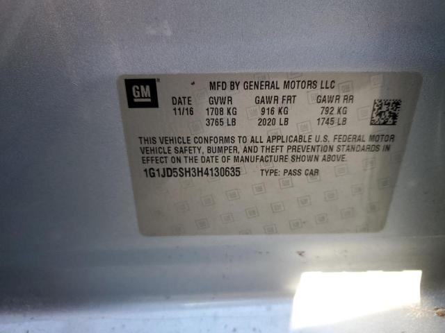 Photo 10 from auction – 2017 CHEVROLET SONIC LT with VIN 1G1JD5SH3H4130635