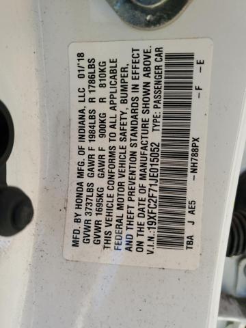 Photo 10 from auction – 2018 HONDA CIVIC EX with VIN 19XFC2F71JE015052