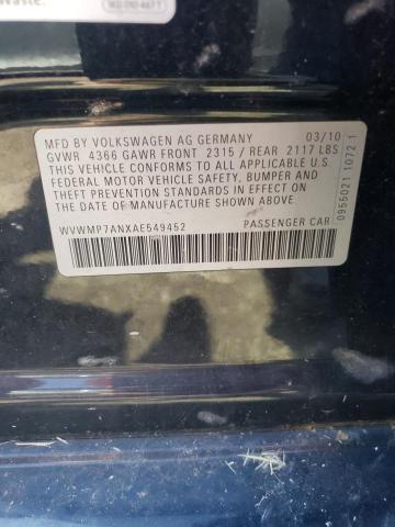 Photo 10 from auction – 2010 VOLKSWAGEN CC SPORT with VIN WVWMP7ANXAE549452