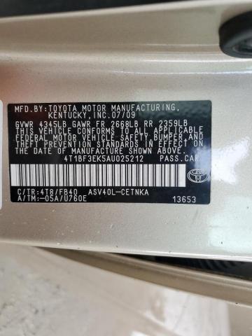 Photo 10 from auction – 2010 TOYOTA CAMRY BASE with VIN 4T1BF3EK5AU025212