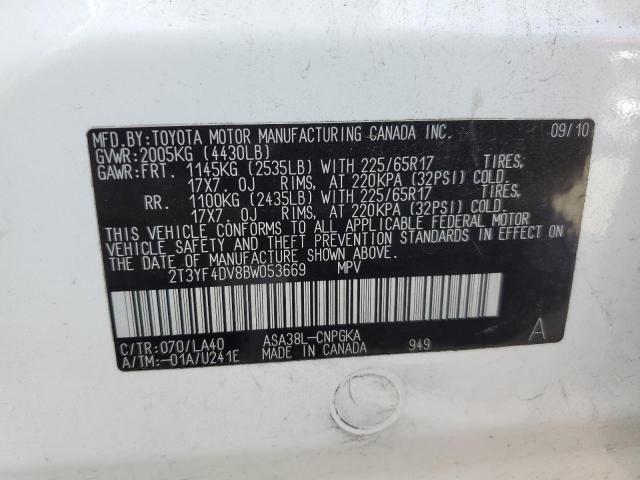 Photo 10 from auction – 2011 TOYOTA RAV4 LIMIT with VIN 2T3YF4DV8BW053669