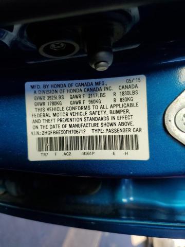 Photo 10 from auction – 2015 HONDA CIVIC SI with VIN 2HGFB6E50FH706712