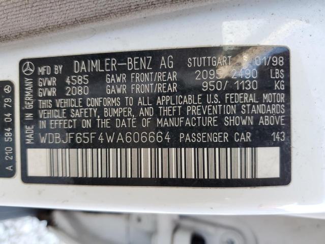 Photo 10 from auction – 1998 MERCEDES-BENZ E 320 with VIN WDBJF65F4WA606664