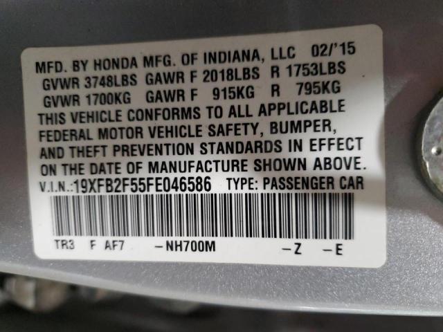 Photo 10 from auction – 2015 HONDA CIVIC LX with VIN 19XFB2F55FE046586