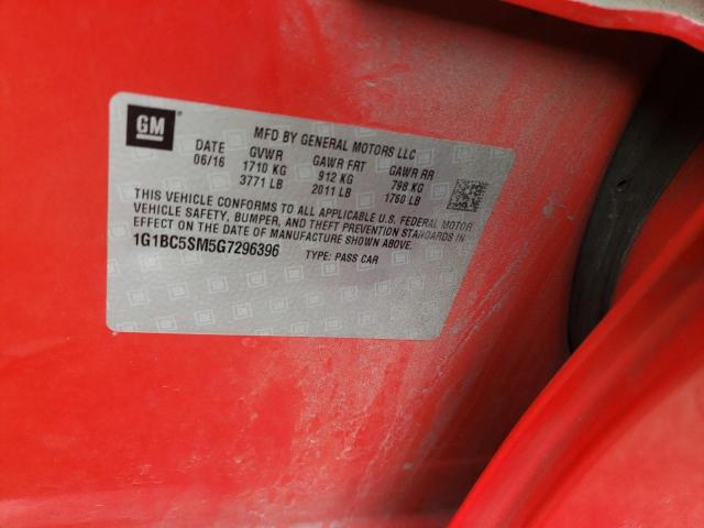 Photo 10 from auction – 2016 CHEVROLET CRUZE LS with VIN 1G1BC5SM5G7296396