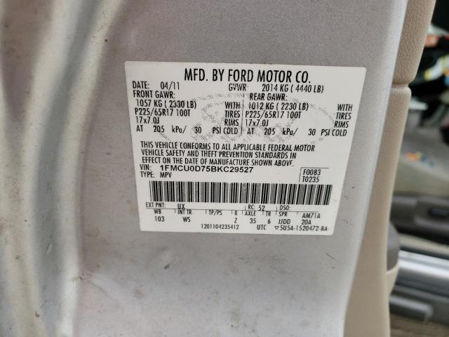 Photo 10 from auction – 2011 FORD ESCAPE XLT with VIN 1FMCU0D75BKC29527